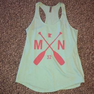 Aqua and Coral MN Paddle Racer back Tank Top